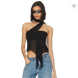 Guizio Chiffon Wrap Around Top- Black (XXS)